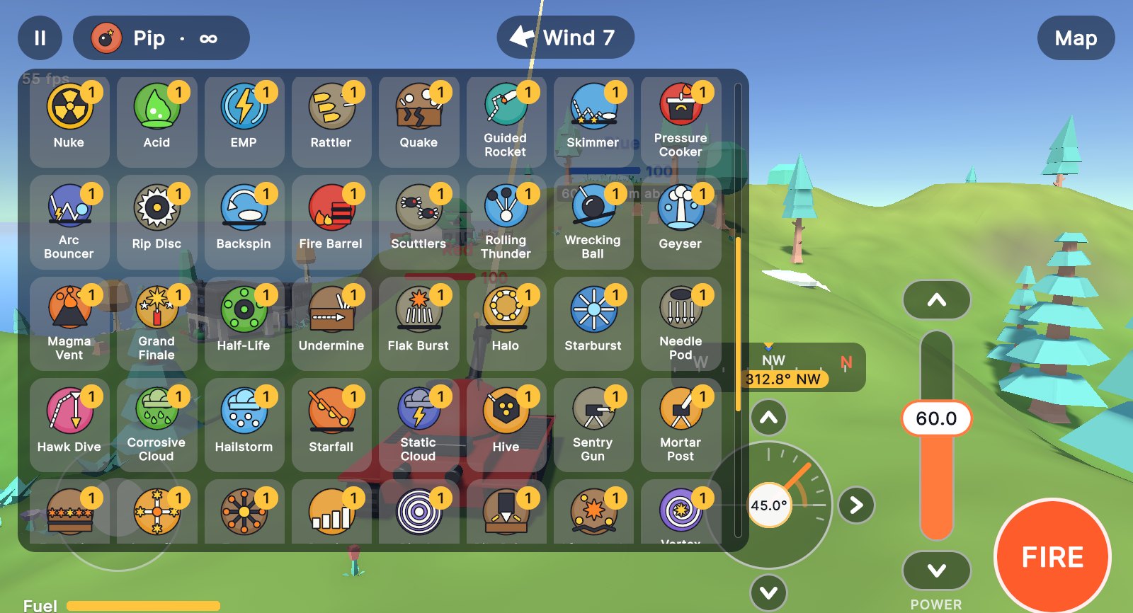 The weapon sheet with weapon badges