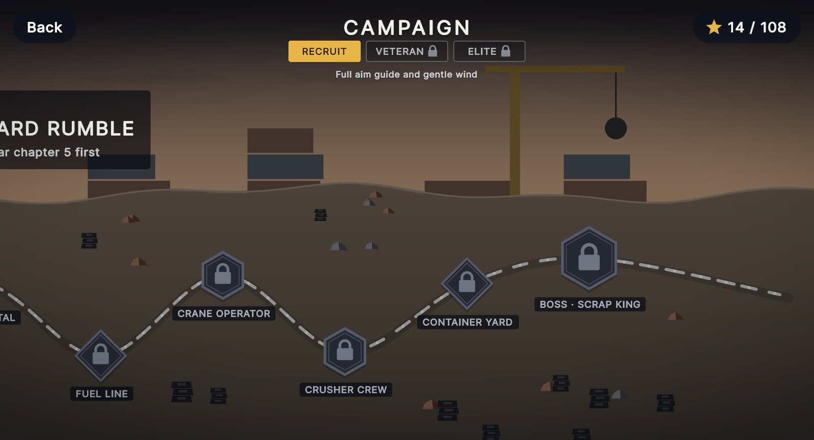 The campaign map's junkyard chapter